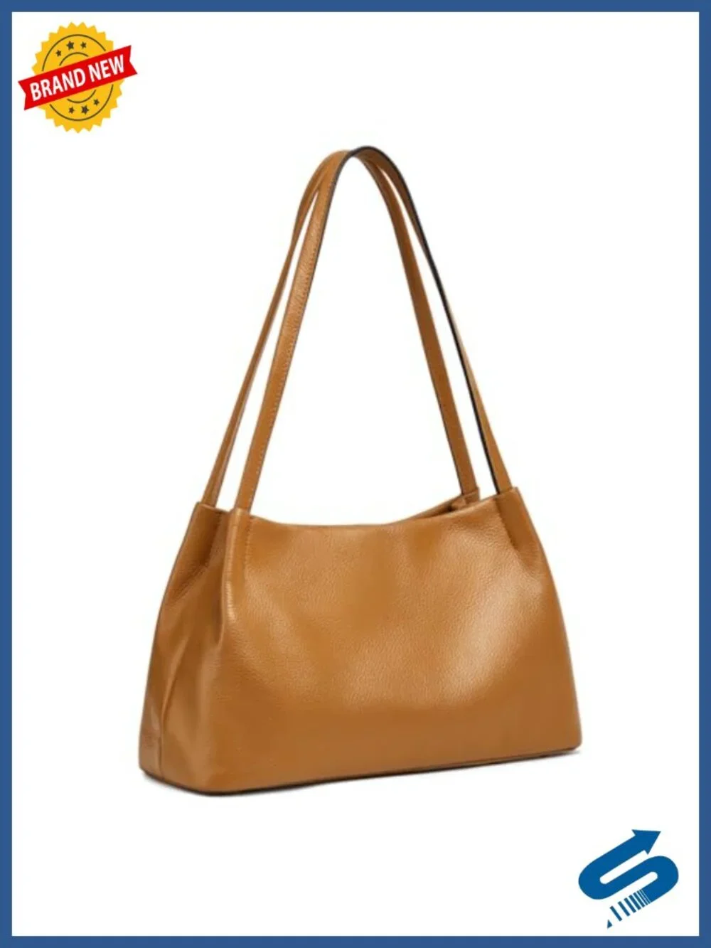 Genuine Leather Hobo Bag with Gold Hardware, Fits 7.9